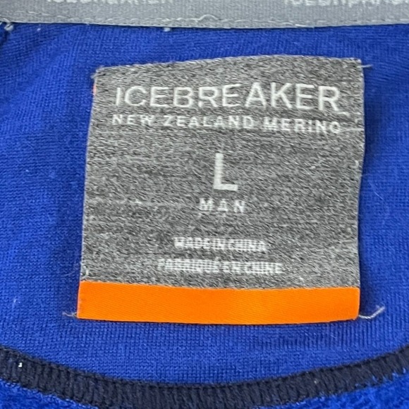 Icebreaker Merino Wool Full Zip Hoodie Mens Size Large Blue Fleece Jacket - Picture 3 of 7